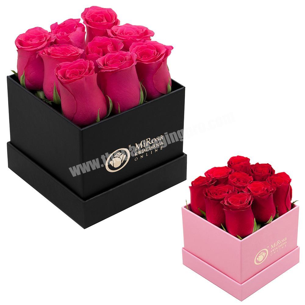 custom deluxe paper logo printed square rose box with lid