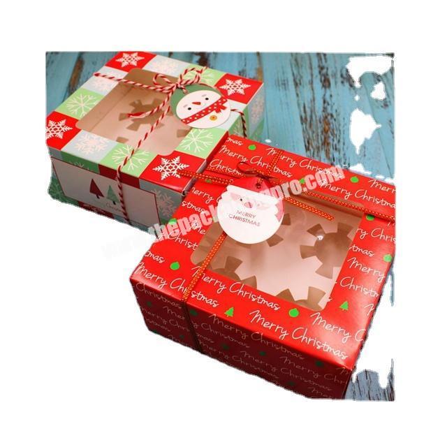 custom fancy Christmas gift cupcake boxes with window and paper insert