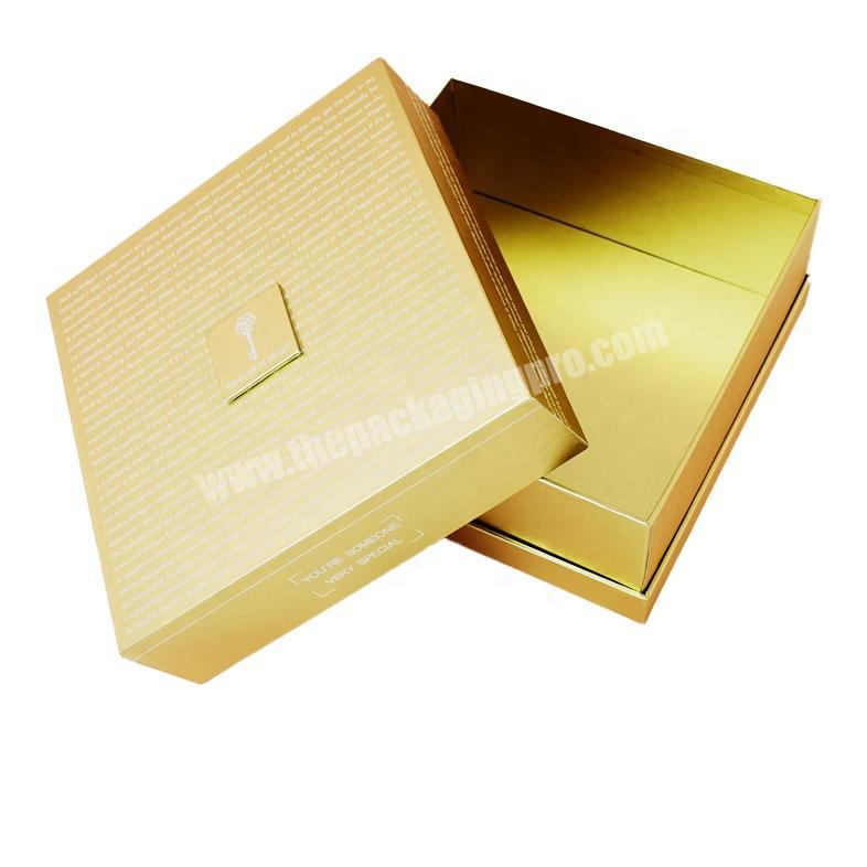 custom logo golden two pieces lid and base paperboard serum gift packaging box
