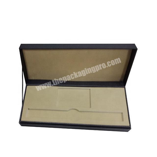 custom logo oem branded black venus linen paper men's watch organizer clamshell holder cases box
