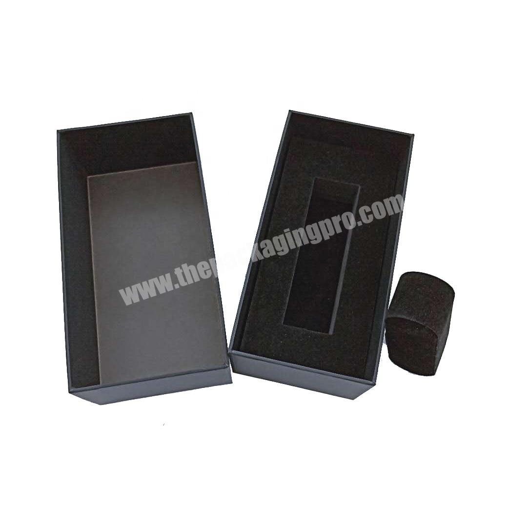 custom logo printed matte black rigid gift plain cardboard paper box