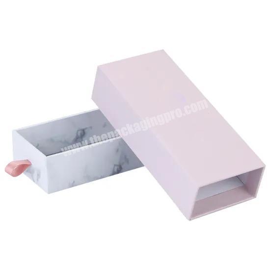 custom logo rectangle rigid pink slide out drawer electronic gift packaging box
