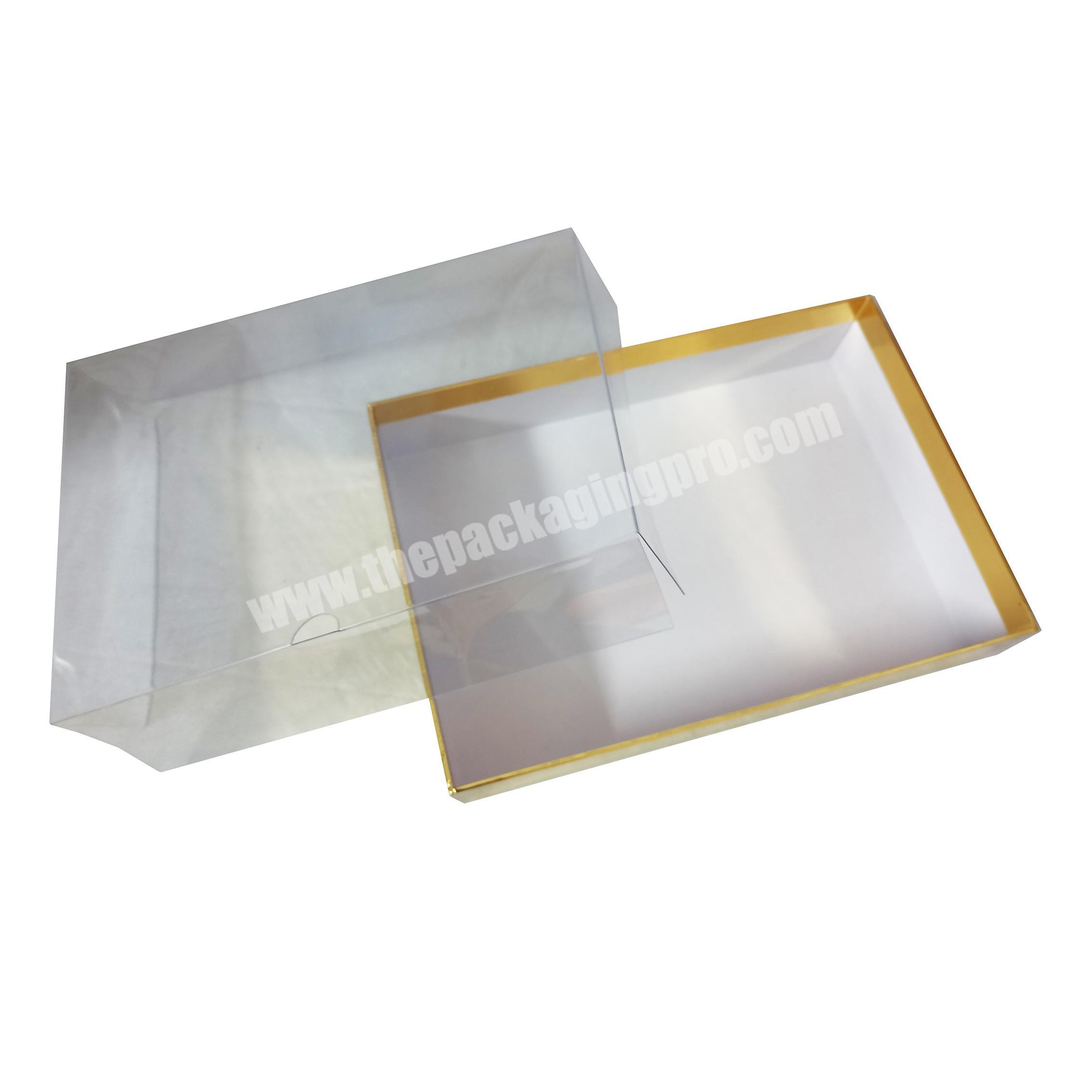 custom logo rectangle two pieces rigid paperboard box with clear cover