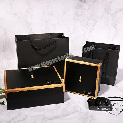 custom luxury paper suit tie packaging box with gold foil logo