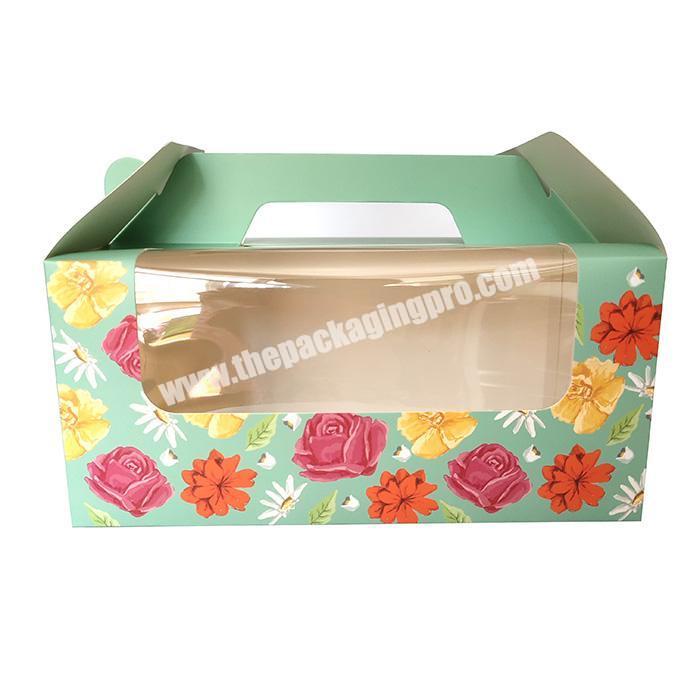 custom made birthday food grade wedding paper tall cup cake packaging clear plastic pvc window box in sri lanka with handle