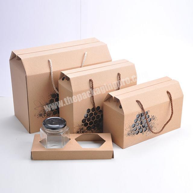 custom paper honey jam box with paper insert and rope handle