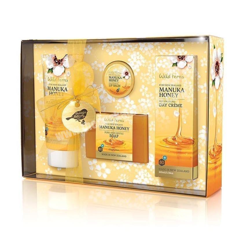 custom paper honey product sets packaging box with clear lid