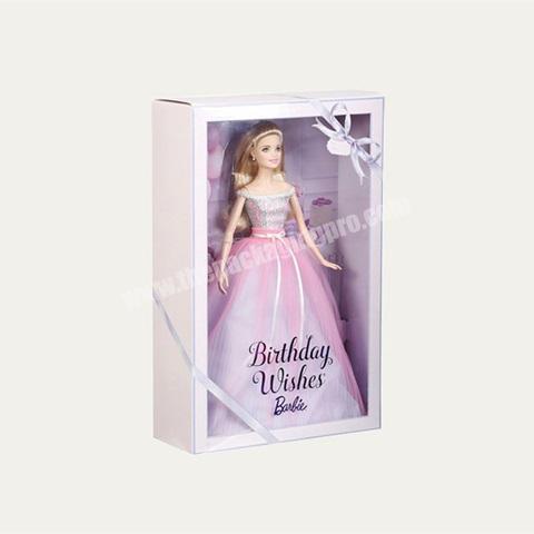 custom paper printed fancy doll display box with clear window