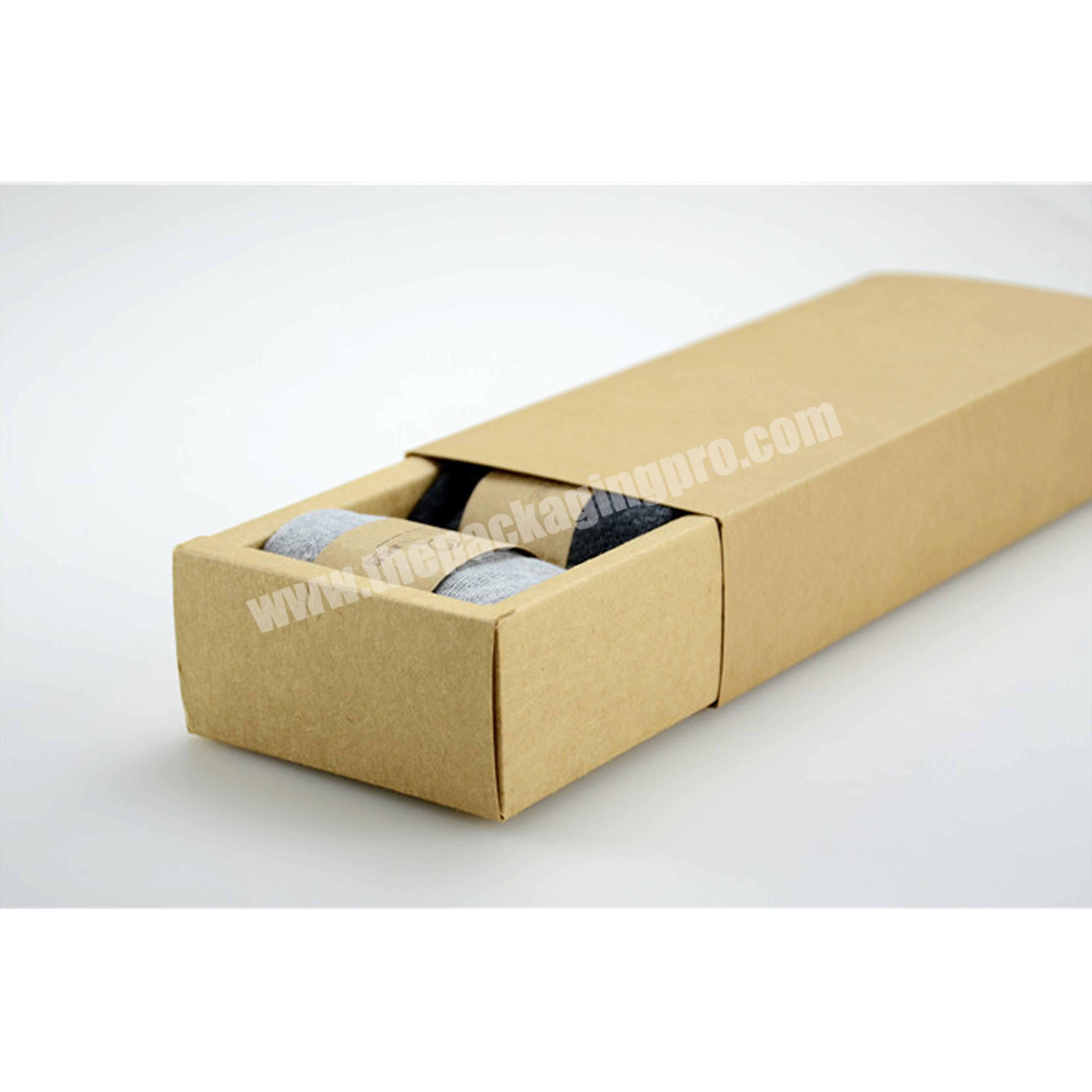 custom paper recyclable brown kraft drawer box for socks