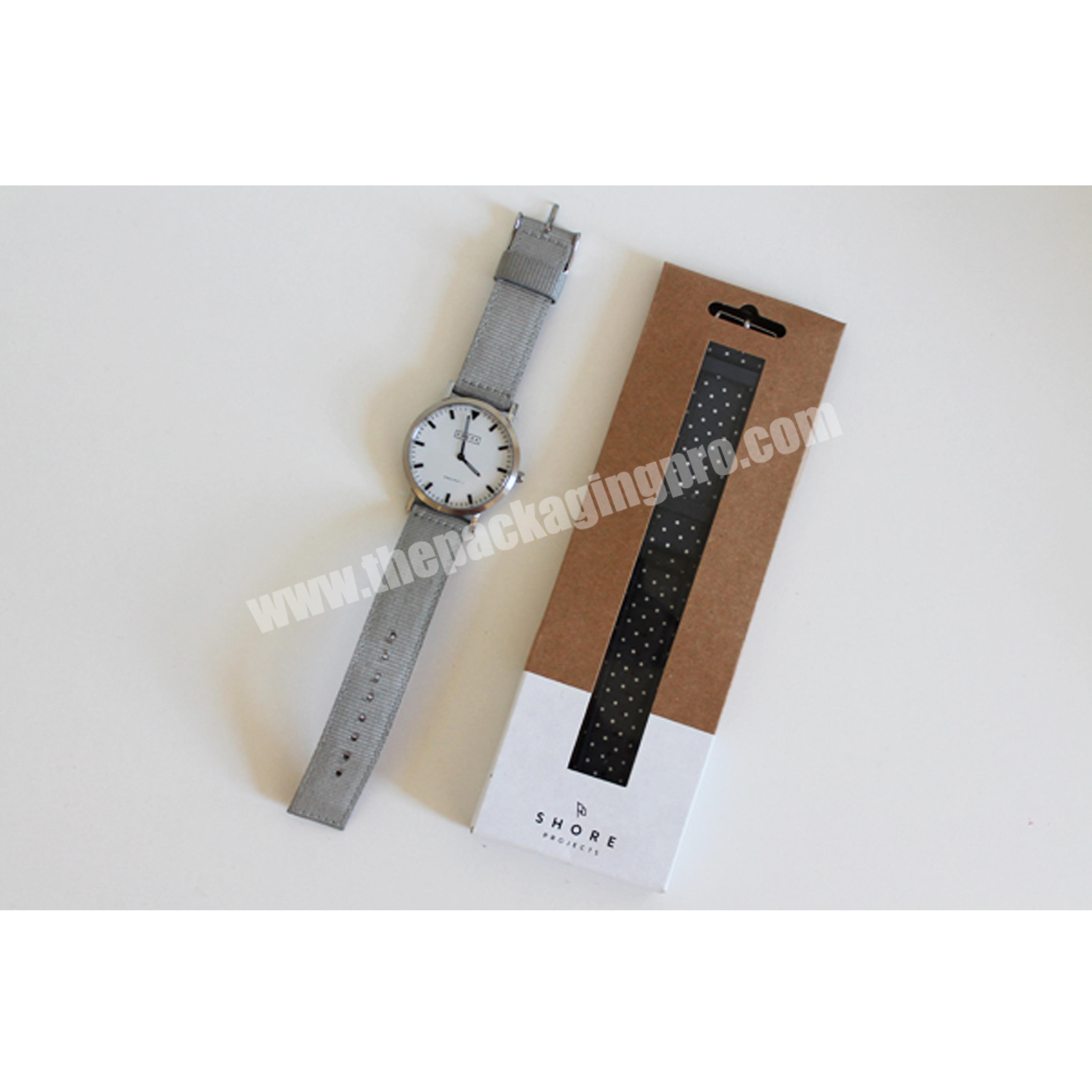 custom paper watch strap packaging box with clear window