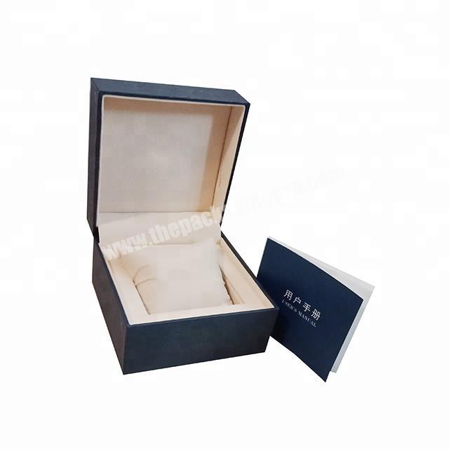 custom plastic PU leather single blue pillow watch jewelry packaging box