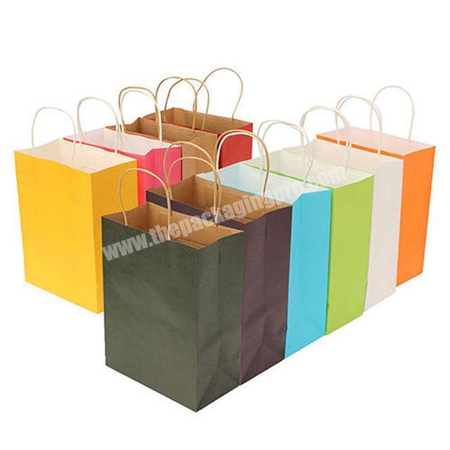 custom recyclable full color print kraft carry bags with paper rope handles
