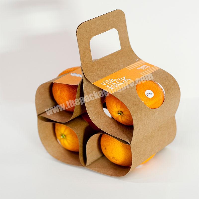 custom recyclable kraft logo printed handled fruit packaging