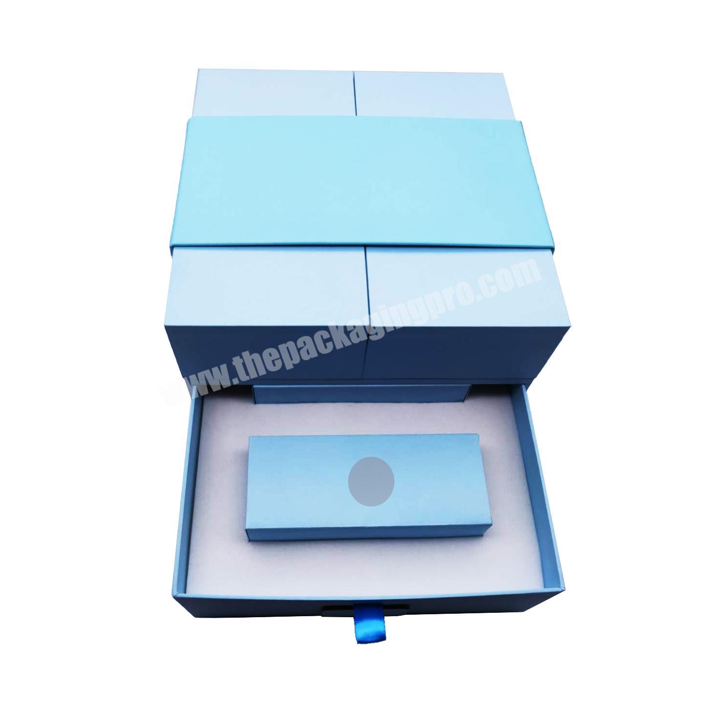 custom rigid blue luxury cardboard packaging clam packaging carton box