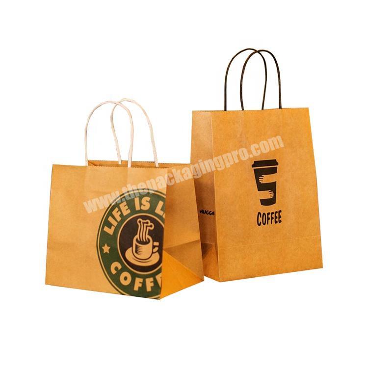 customize luxury white kraft/brown paper printing reusable coffee shopping packaging paper bag