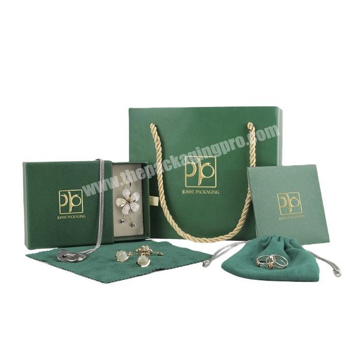 customize necklace ring bracelet logo ring velvet pouch set jewelry box custom luxury paper packaging gift jewelry boxes