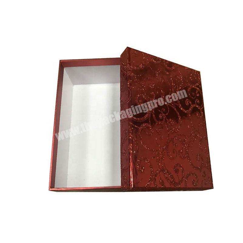 customized 2 pieces glitter stamping foil paper wholesale rigid gift boxes