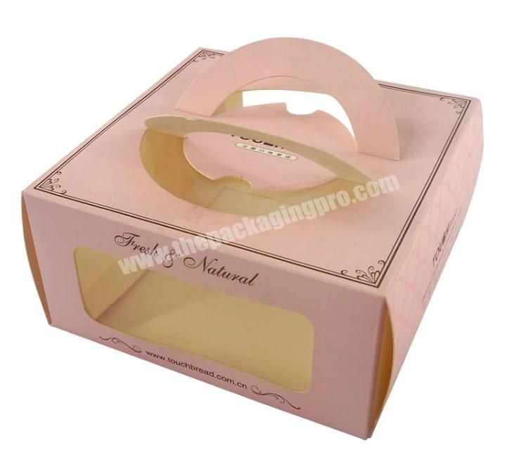 customized birthday pink cake box with handle