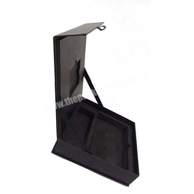customized black paperboard magetic wallet ticket membership gift packaging book men gift box