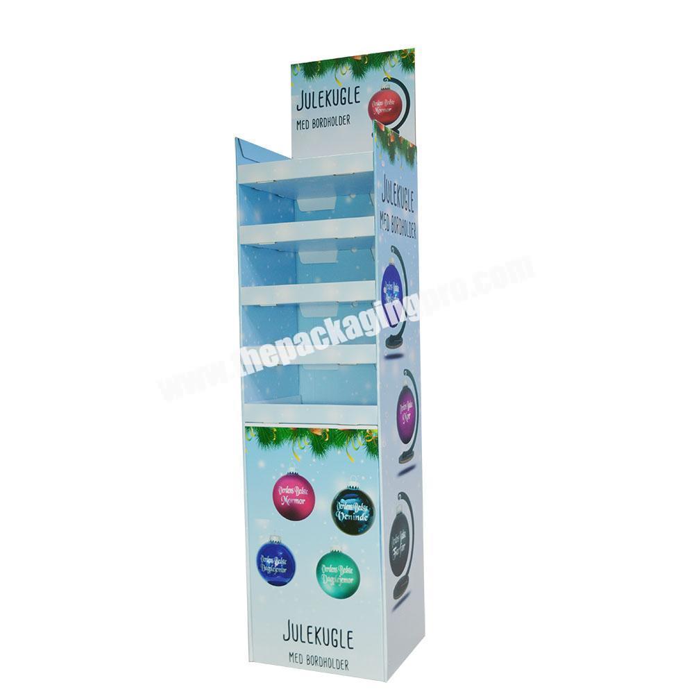 customized christmas floor display paper display stand rack christmas exhibition stand