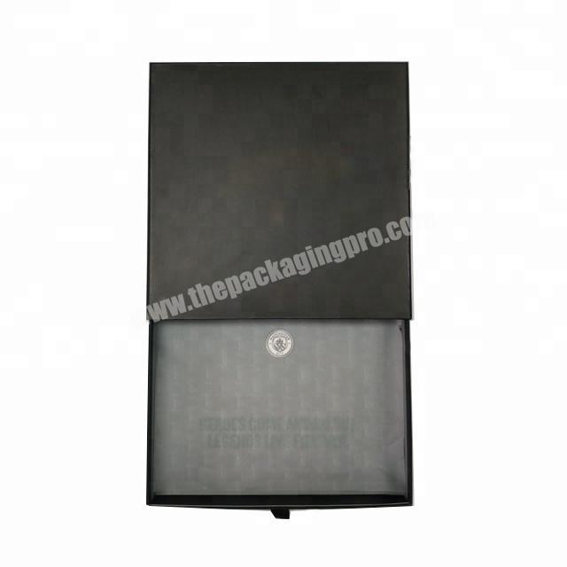 customized matte black paper sweater dress packaging slide out drawer box