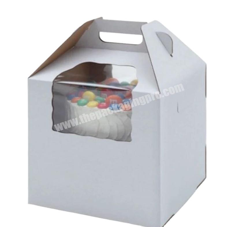 customized white corrugated cake box with handle tall cake box with Window