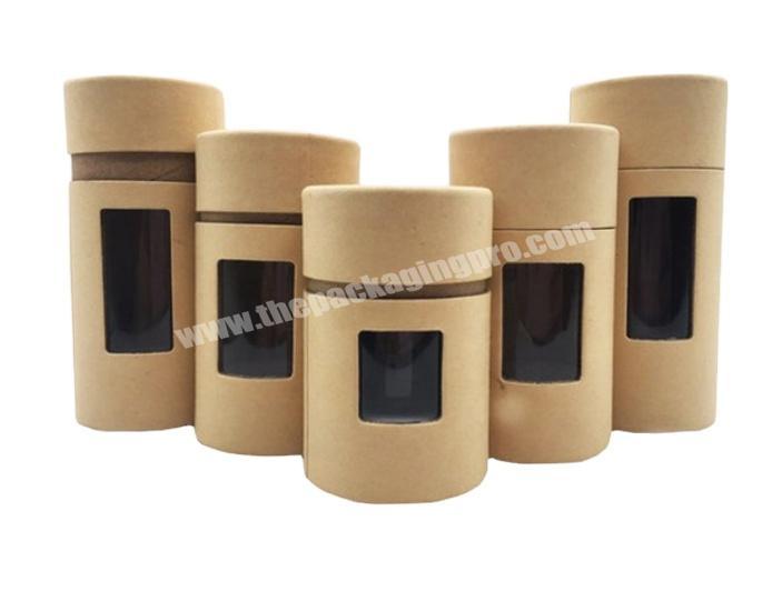 dong gaun Round Cylindrical Tall Short Tube Shape Brown Kraft Paper Cardboard Biodegradable Packaging for Tea with Visible PVC