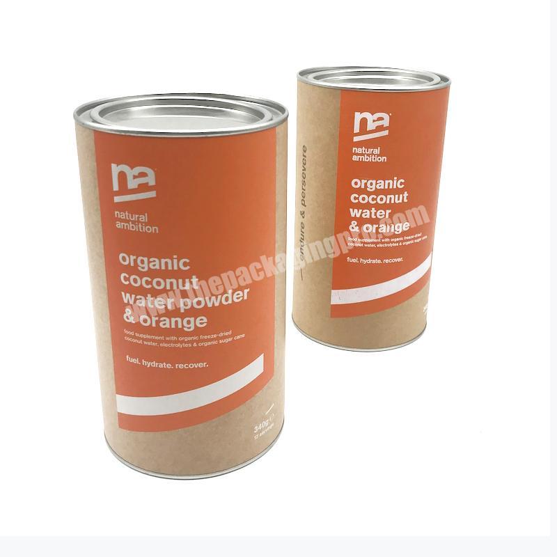 eco-friendly cylinder shape kraft paper tube for plastic jar
