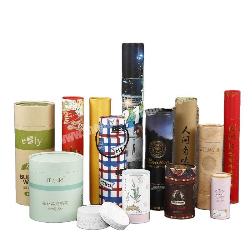 Bronzing Calligraphy and Painting Packaging Paper Tube Tea Food Grade Cylinder Kraft Paper Tube
