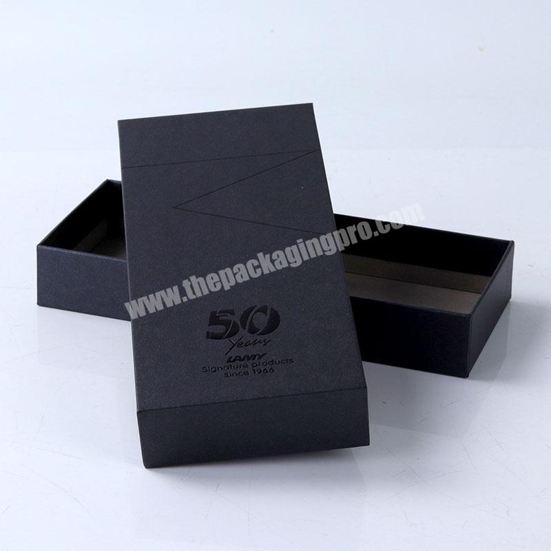 eco friendly simple design black matte concave logo gift box with heaven and earth lid