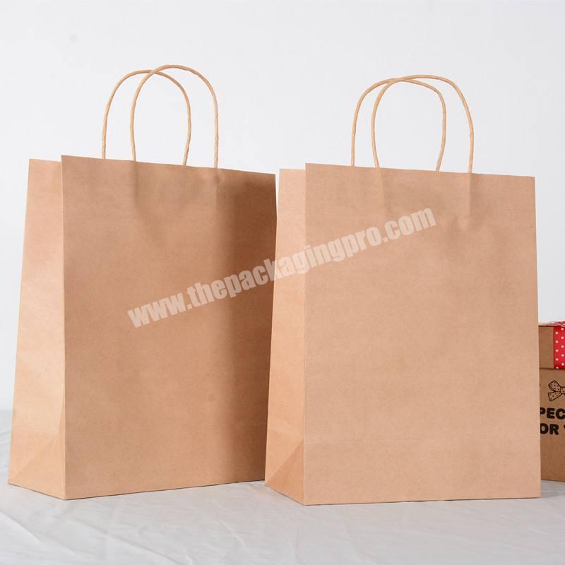 factory brown kraft paper custom shopping bag with twisted handles