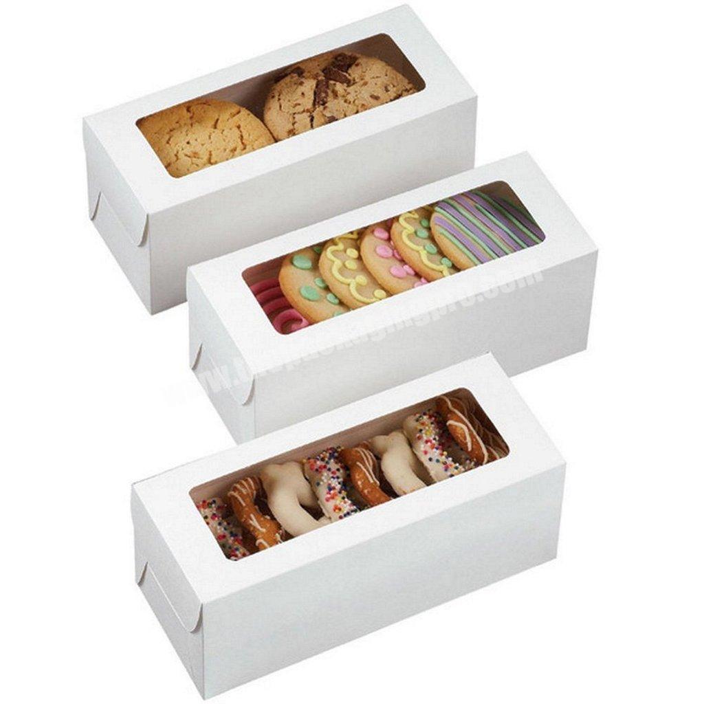 factory price plain white macaron cookie swiss roll bread food packing box with window