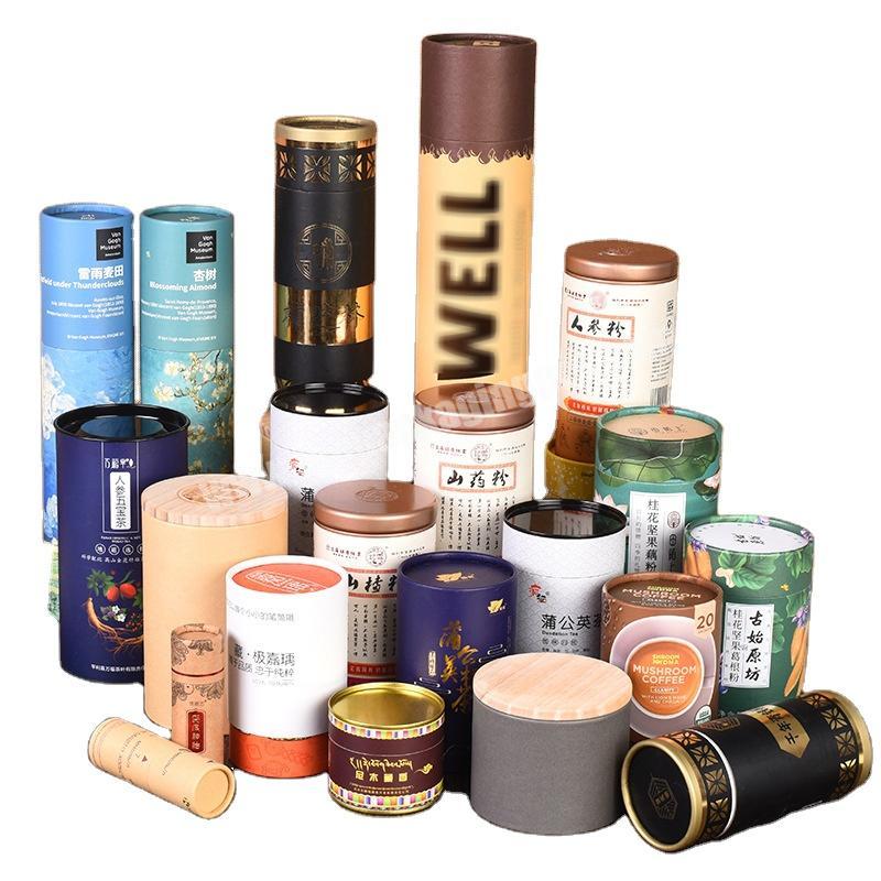 food grade cylinder tea round box packaging gift paper tube packaging