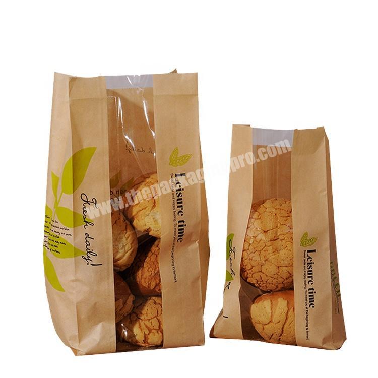 food packaging kraft bread packing paper bag with clear window