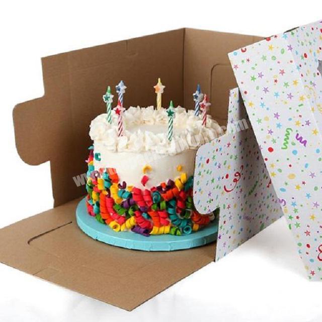 high quality sweet geometric box cake custom logo packing paper box
