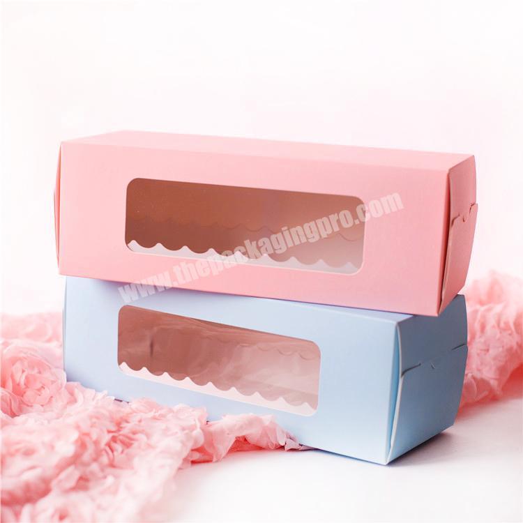 hot sales custom rectangle cake macaron box loaf bread packing box with clear window