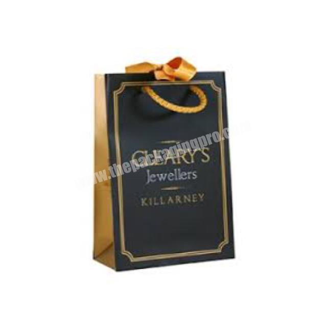 hot sales luxury small gift shopping jewellery packing paper bag with ribbon