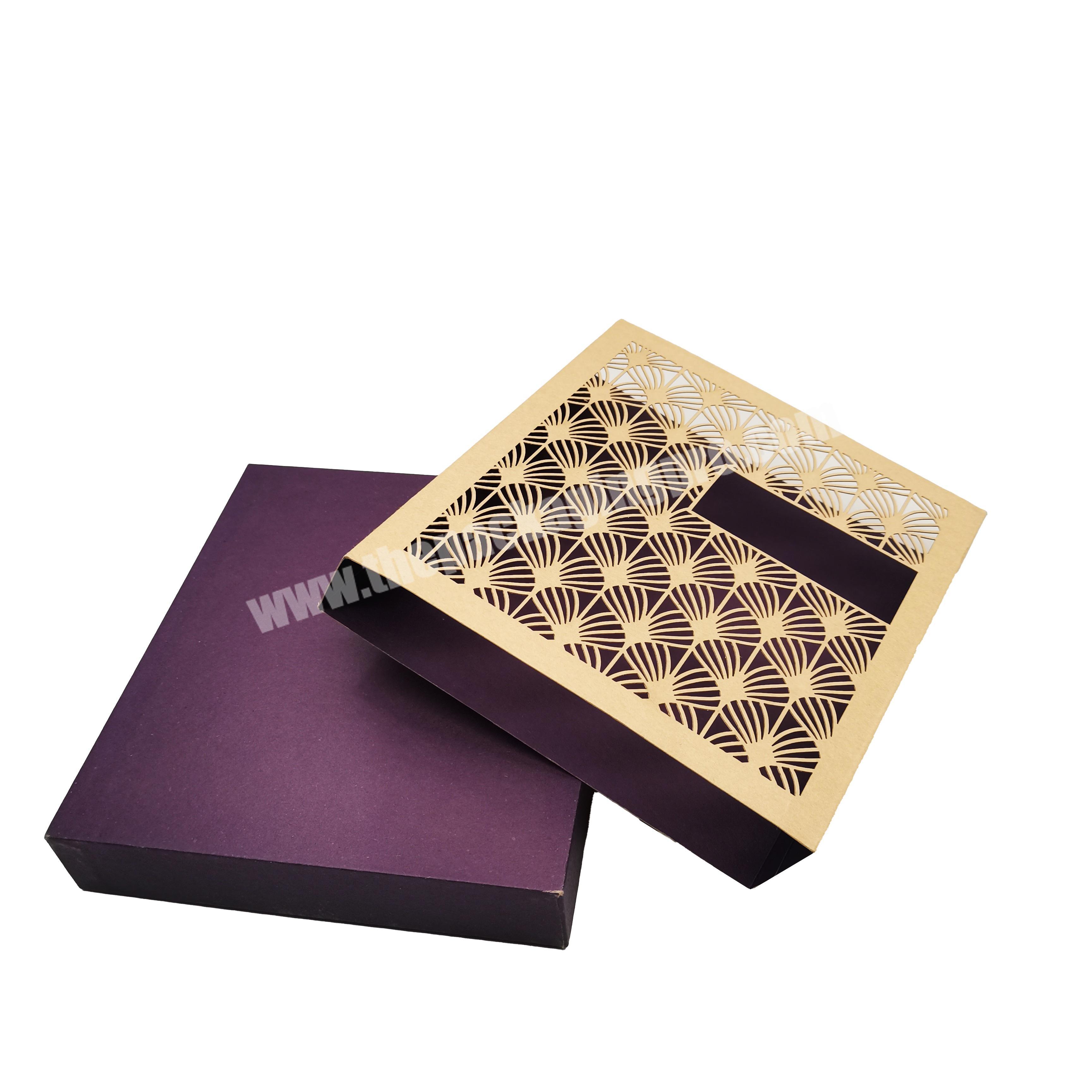 kexin custom logo purple two pieces lid and base essential oil gift packaging boxes with dividers and paper cut