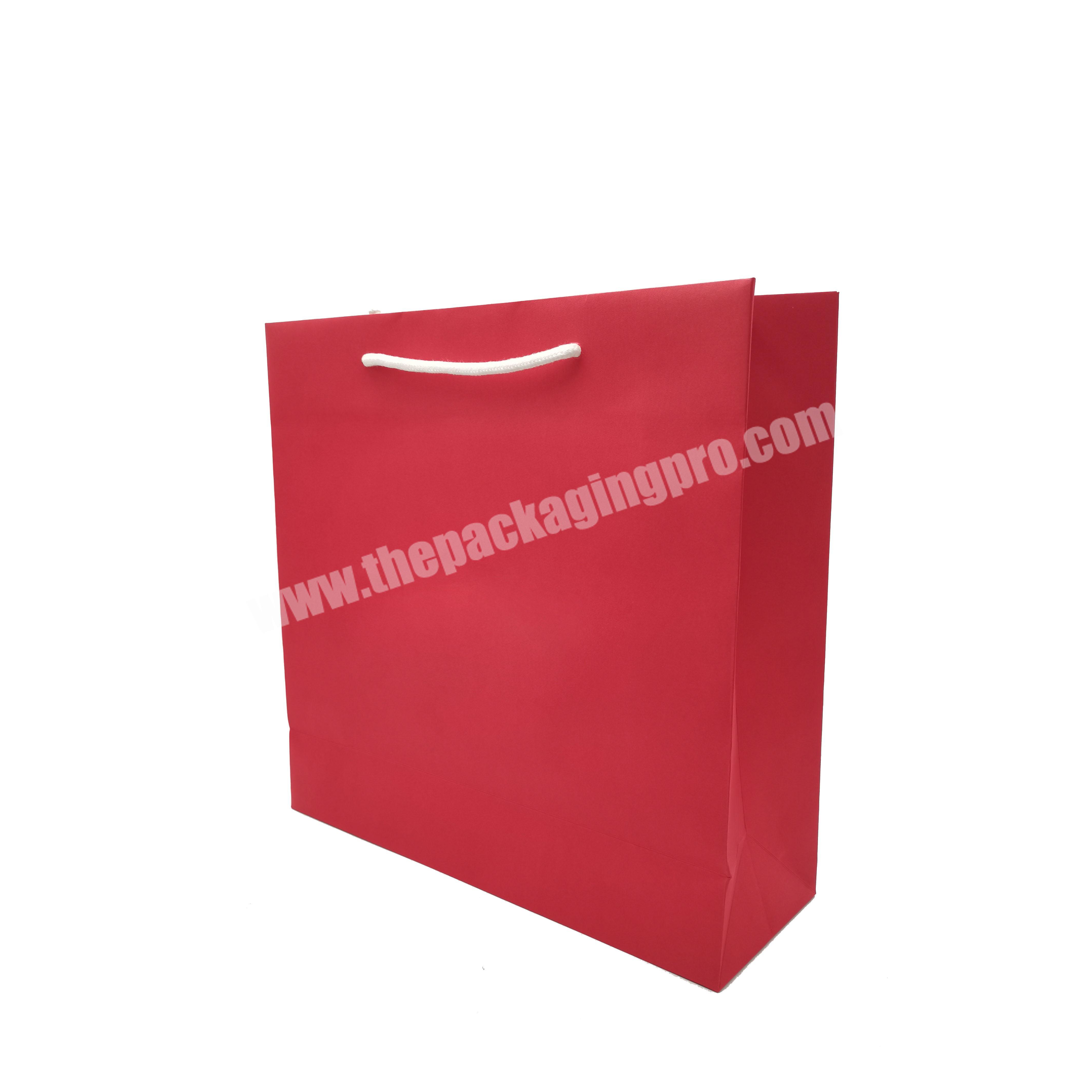 kexin red uncoated woodfree square shopping craft paper gift bag with handle