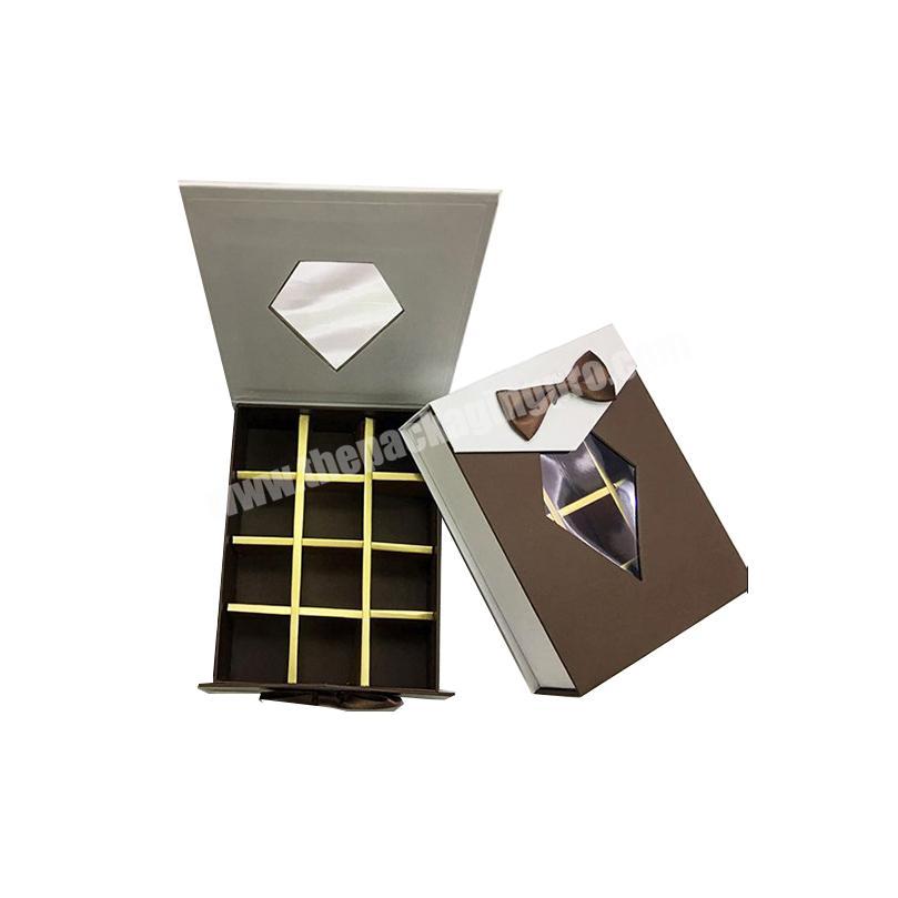 luxury book shape magnetic chocolate packaging with clear window in delhi box