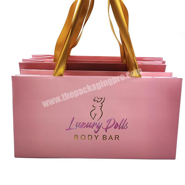 luxury custom logo printed folding jewelry gift bag paper shopping bag for lingerie and bra cardboard paper bag with handle