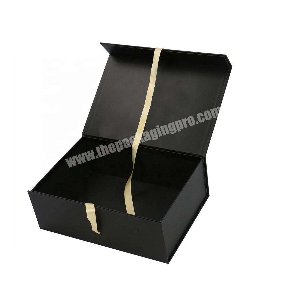 luxury custom paper cardboard silk scarf packaging book shape magnetic gift case box with ribbon closure