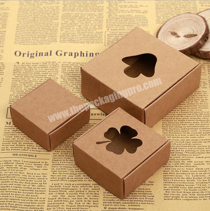 recycled custom folding kraft paper soap packaging paper box with window