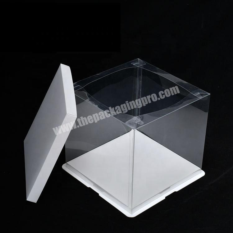 square custom logo coated art paper cube birthday cake box with PET walls and window