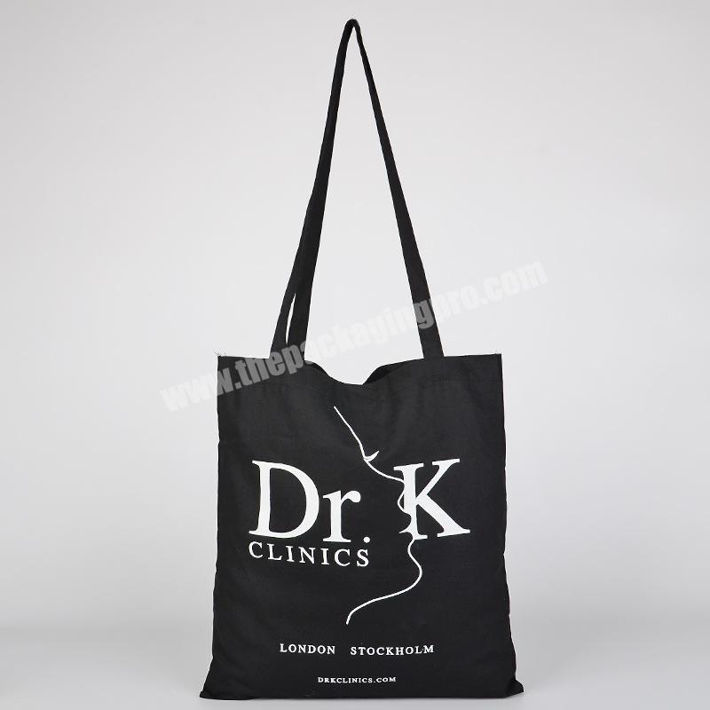 standard size 10oz black Cotton custom canvas shopping tote school shoulder carry bag promotional wine packaging with handle