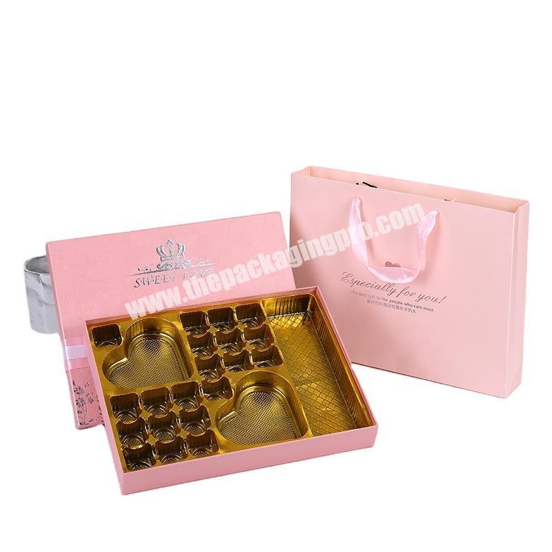 stock fancy packaging chocolate tray gift boxes with bag for chocolate packing