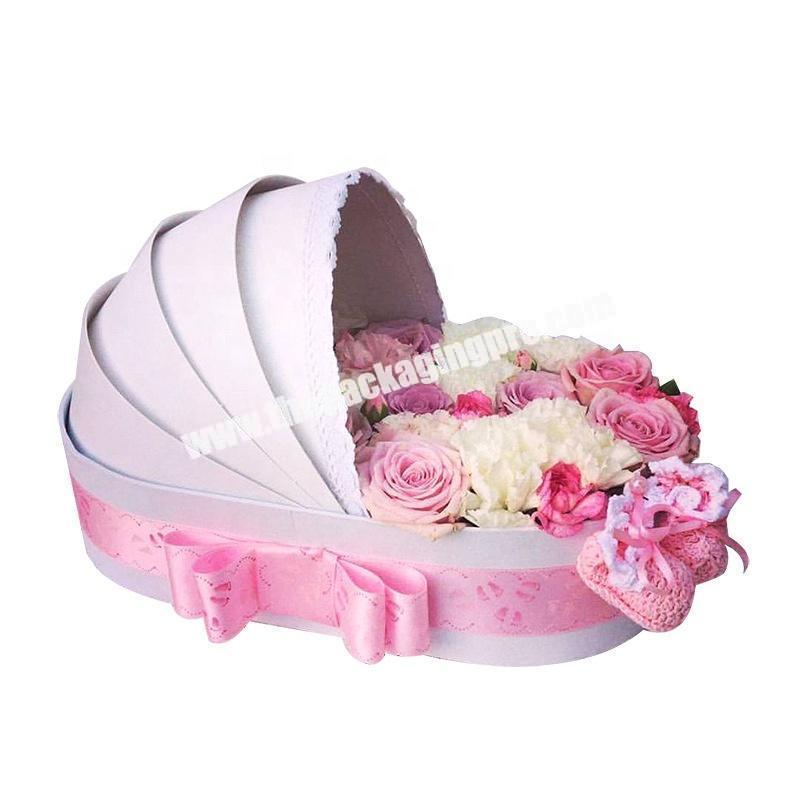 stock luxury flower hanging basket box wedding flower girl basket luxury paper flower basket box