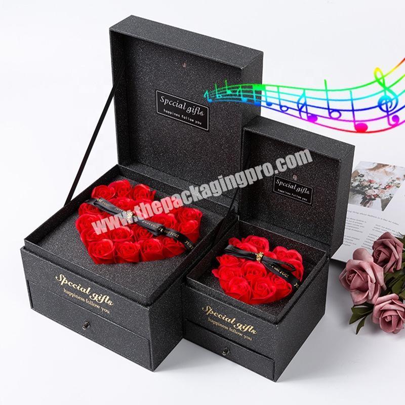 stock luxury music gift box rose piano music box screen lcd music box diy