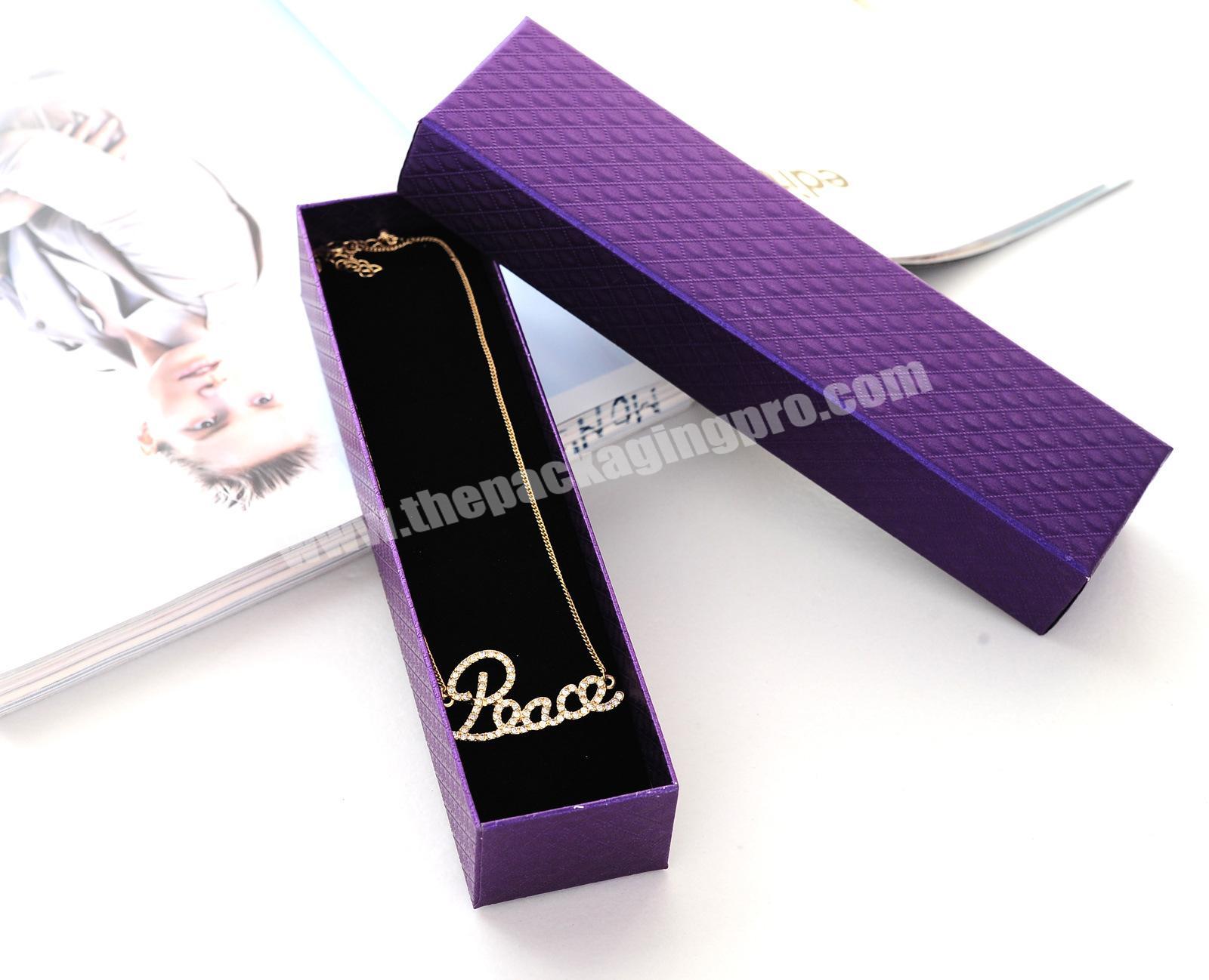 wholesale custom  purple cardboard velvet insert ring bracelet necklace jewelry set gift box