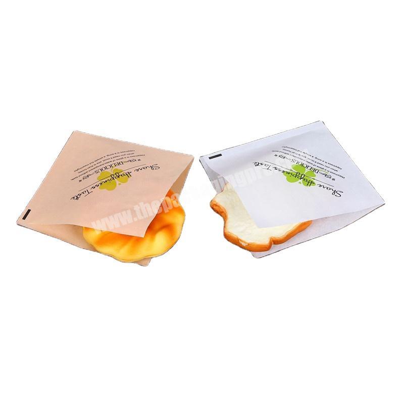 wholesale customized  wax take away toast paper bag sandwich food bakery bread kraft paper bag